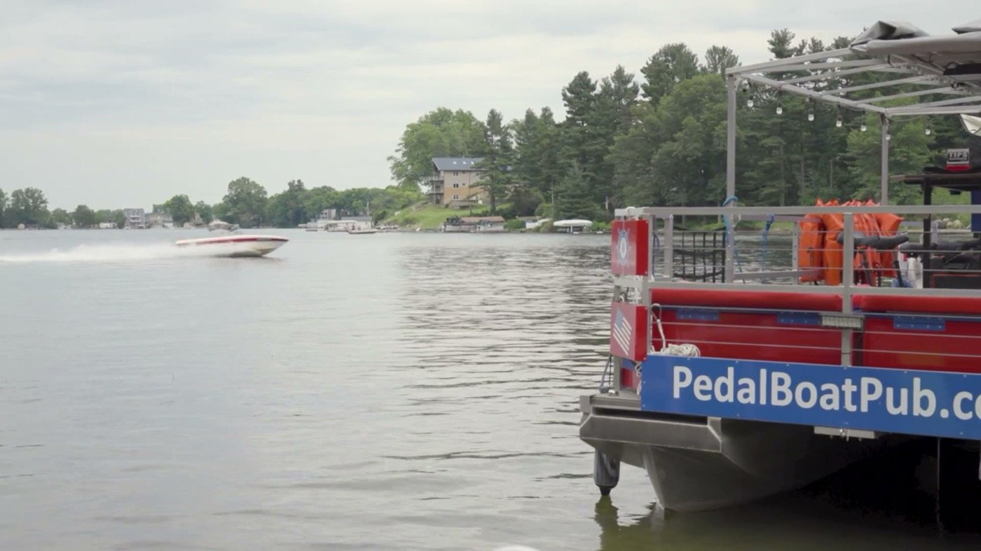 The boat waiting at the dock at Green's Park